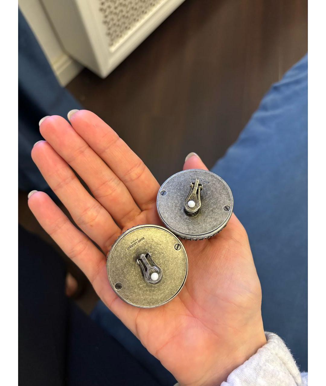 SAINT LAURENT Серебряные латунные серьги, фото 5