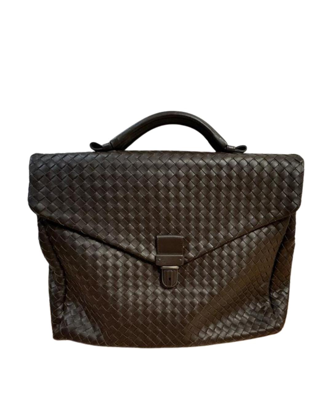BOTTEGA VENETA Коричневый кожаный портфель, фото 1