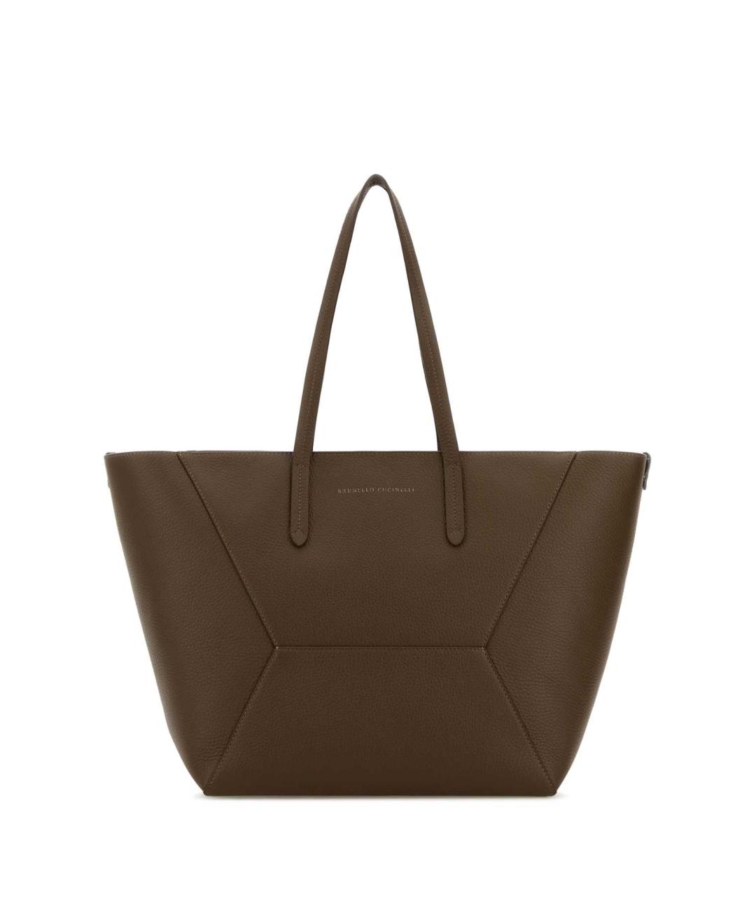 BRUNELLO CUCINELLI Коричневая кожаная сумка тоут, фото 1