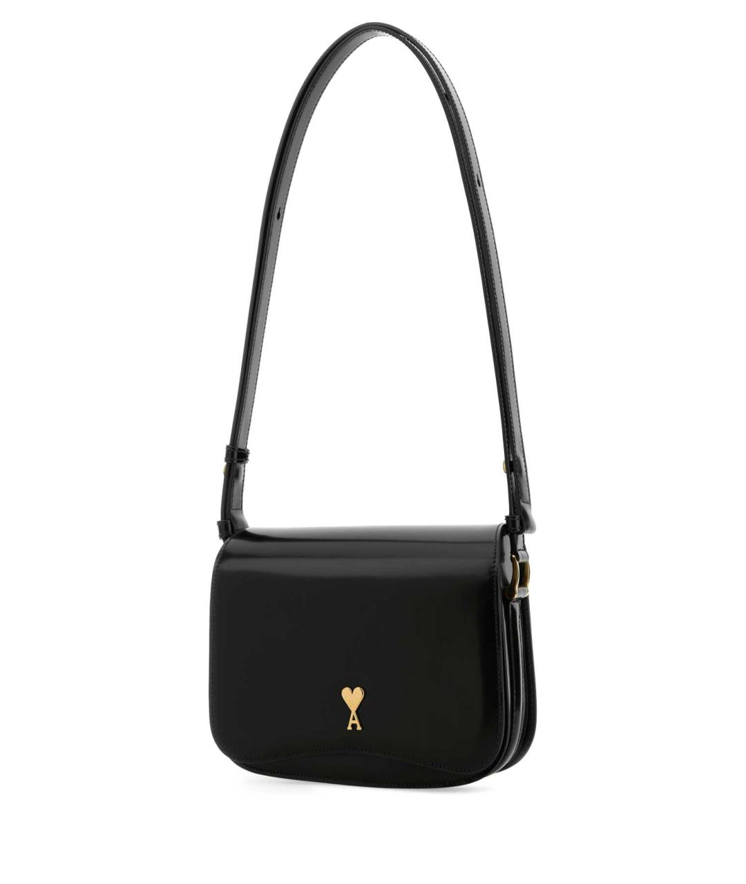 Ami Paris Черная кожаная сумка через плечо, фото 2