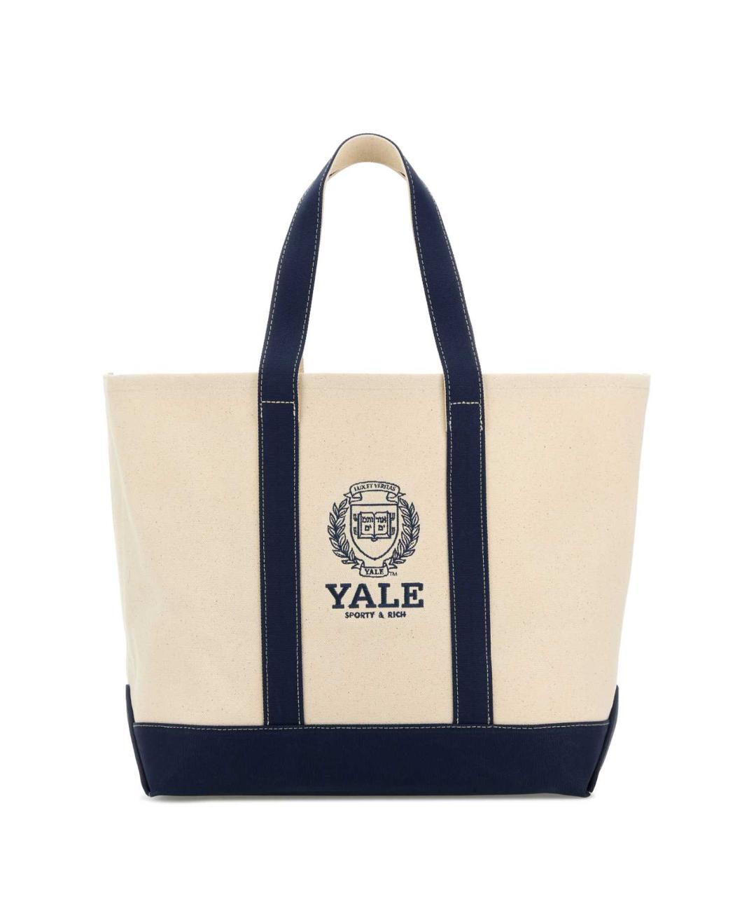 SPORTY AND RICH Бежевая тканевая сумка тоут, фото 1