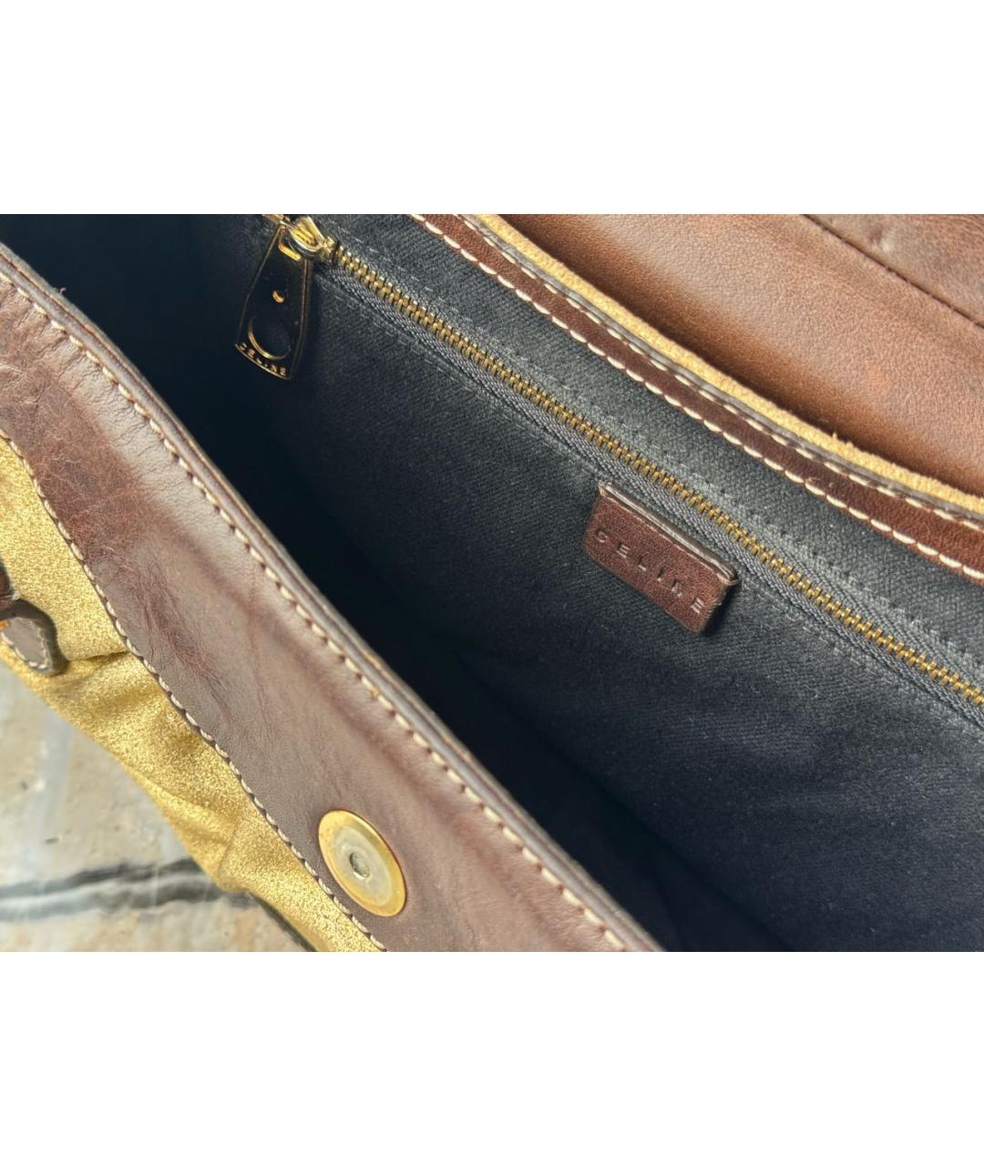 CELINE Коричневая кожаная сумка с короткими ручками, фото 4