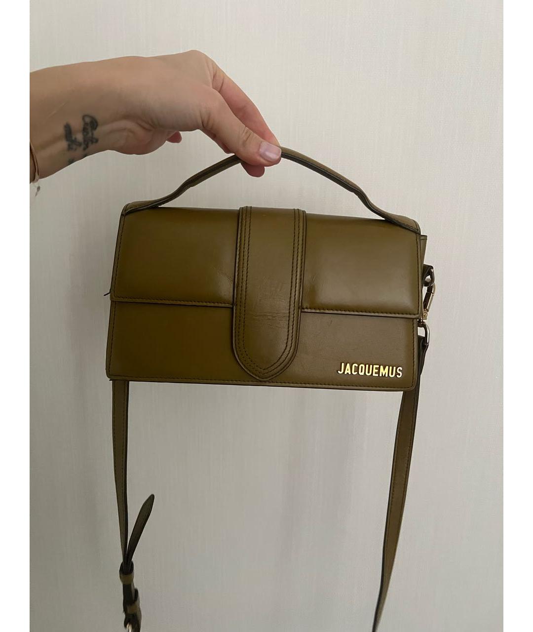 JACQUEMUS Хаки кожаная сумка через плечо, фото 6