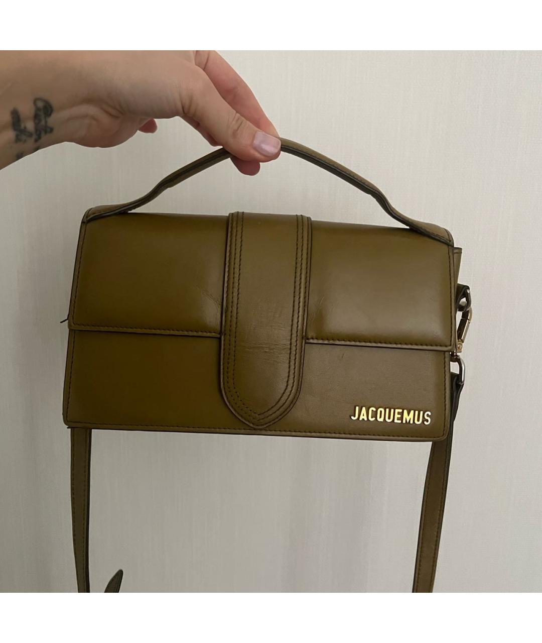 JACQUEMUS Хаки кожаная сумка через плечо, фото 2