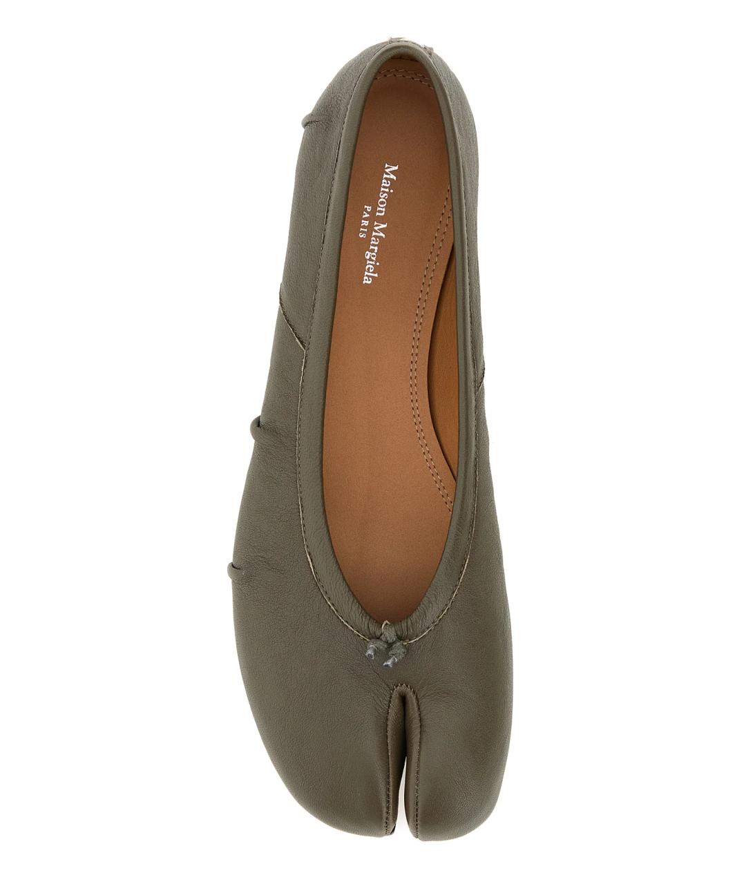 MAISON MARGIELA Хаки кожаные балетки, фото 4