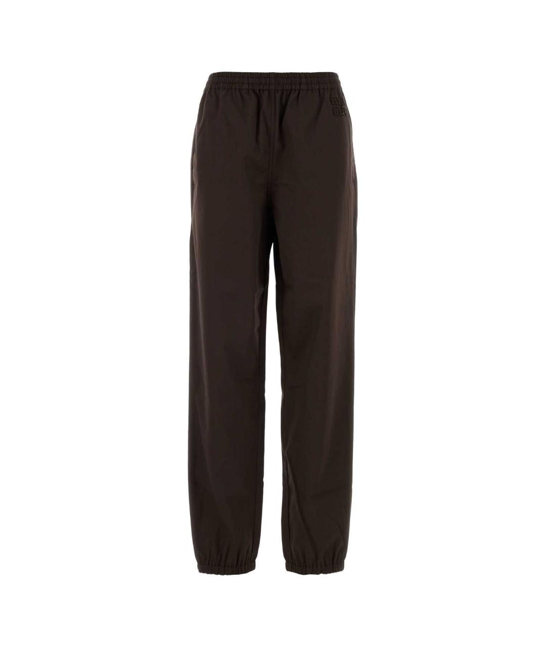 MIU MIU Коричневые хлопковые прямые брюки, фото 1