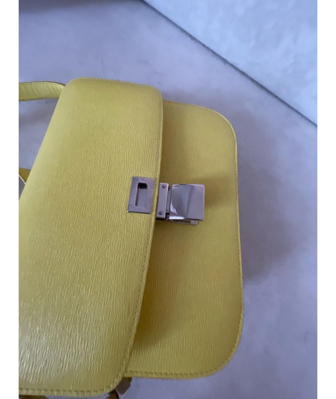 CELINE Желтая кожаная сумка через плечо, фото 5