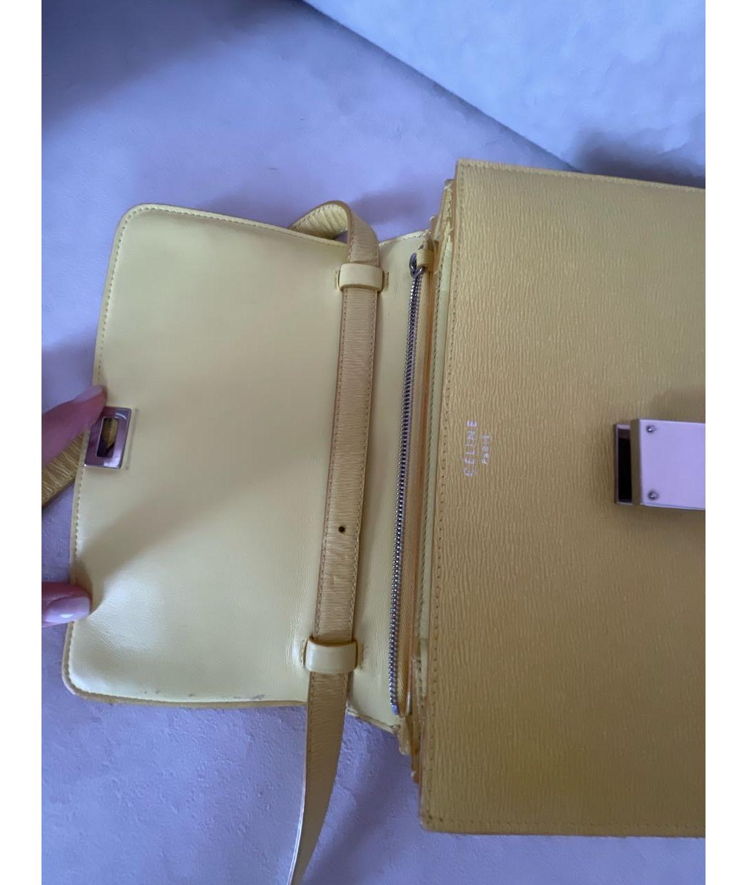 CELINE Желтая кожаная сумка через плечо, фото 6