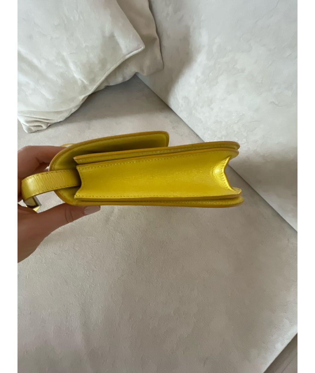 CELINE Желтая кожаная сумка через плечо, фото 8