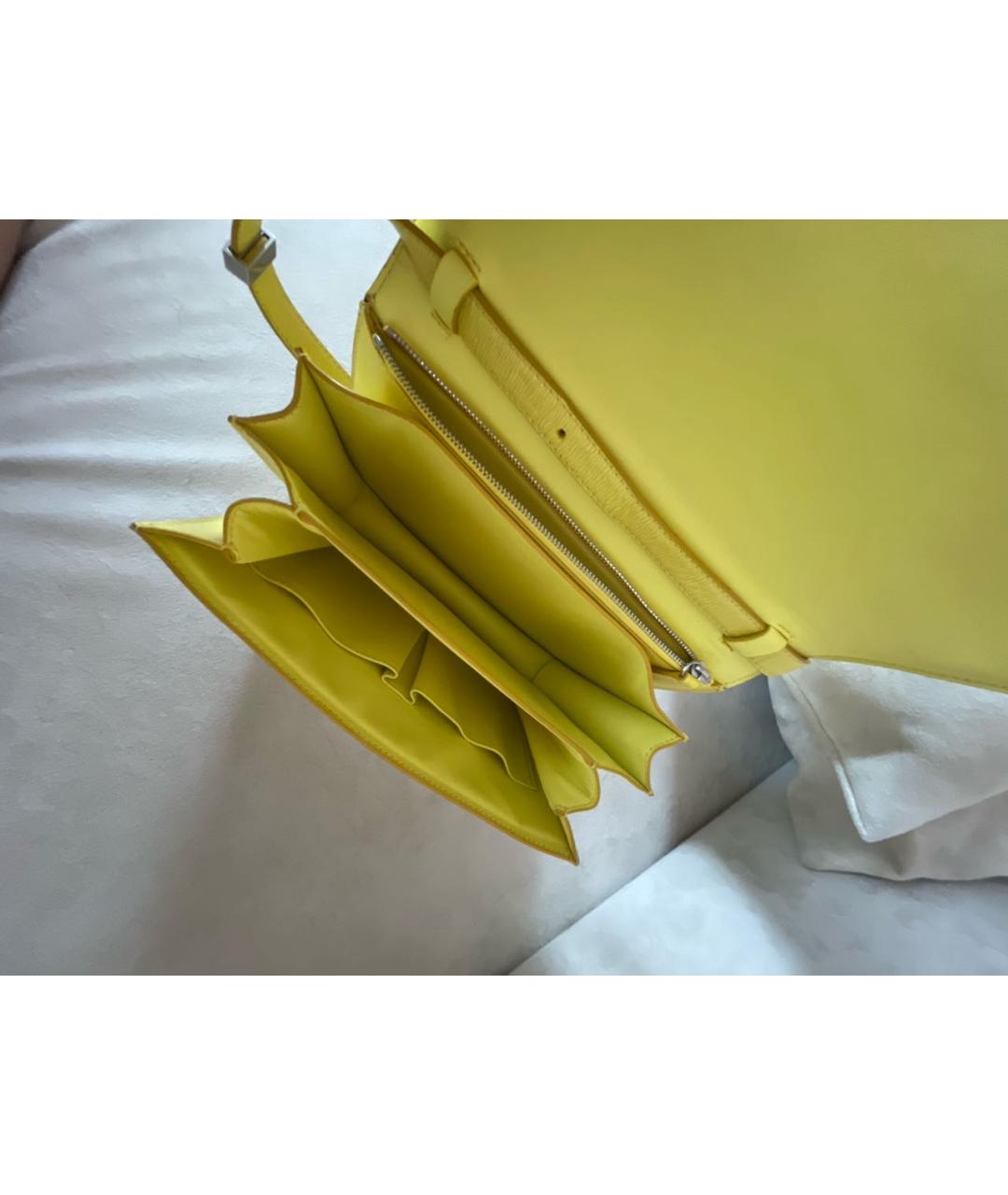 CELINE Желтая кожаная сумка через плечо, фото 4