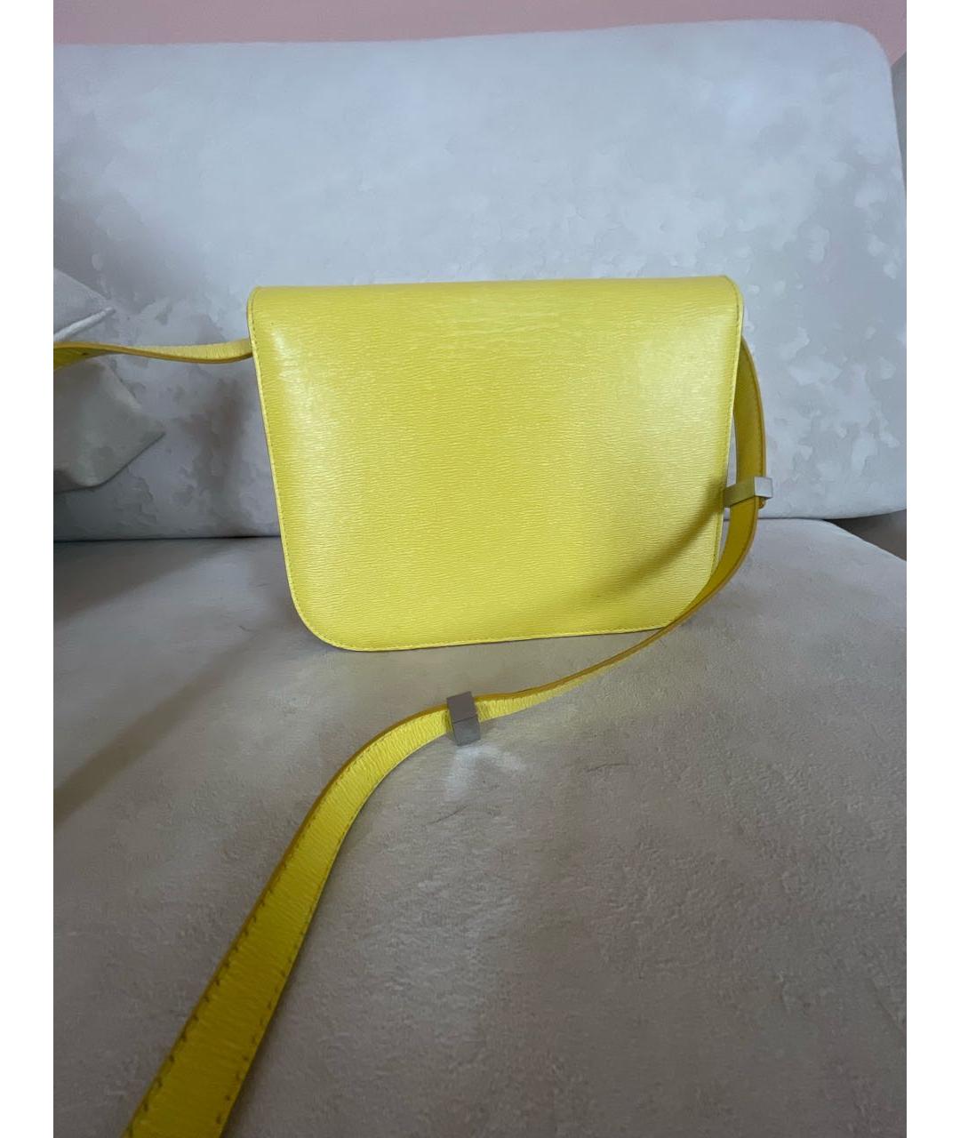 CELINE Желтая кожаная сумка через плечо, фото 3