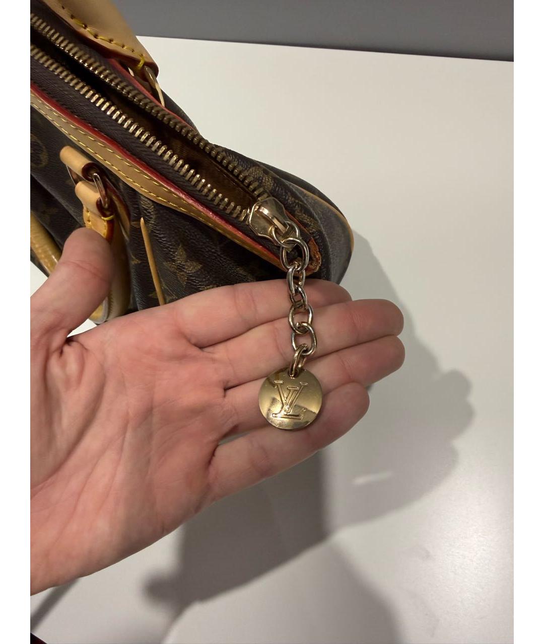 LOUIS VUITTON Коричневая кожаная сумка с короткими ручками, фото 5