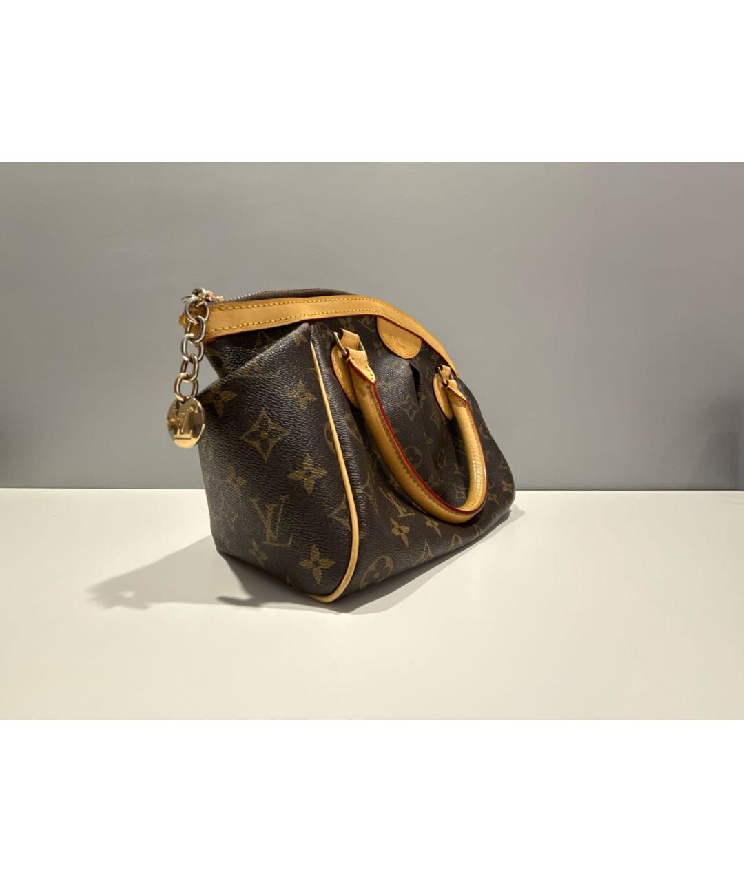 LOUIS VUITTON Коричневая кожаная сумка с короткими ручками, фото 2