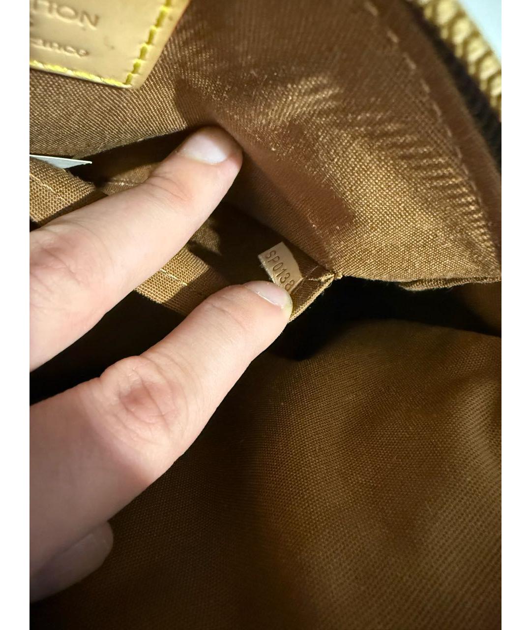 LOUIS VUITTON Коричневая кожаная сумка с короткими ручками, фото 7