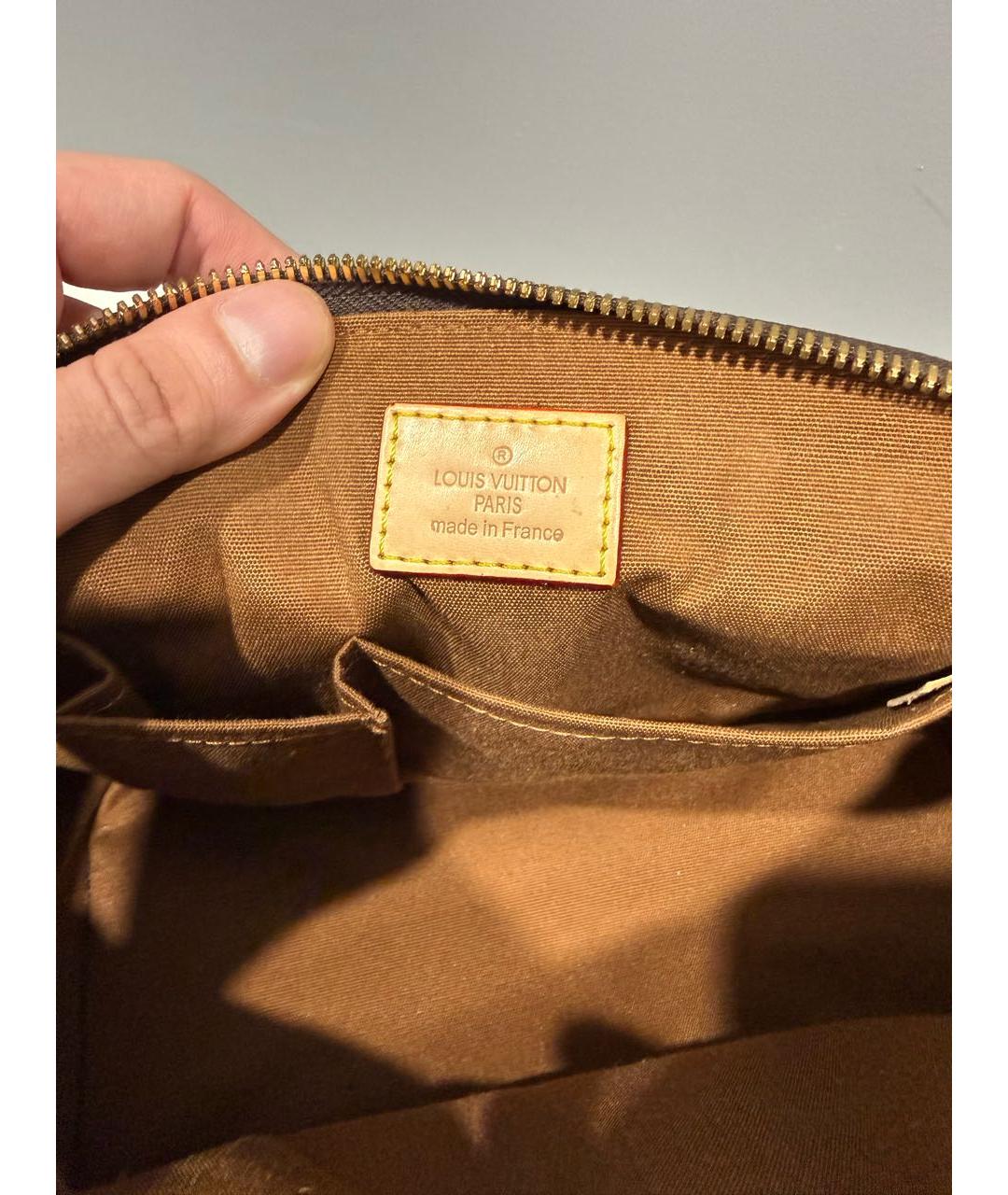 LOUIS VUITTON Коричневая кожаная сумка с короткими ручками, фото 6