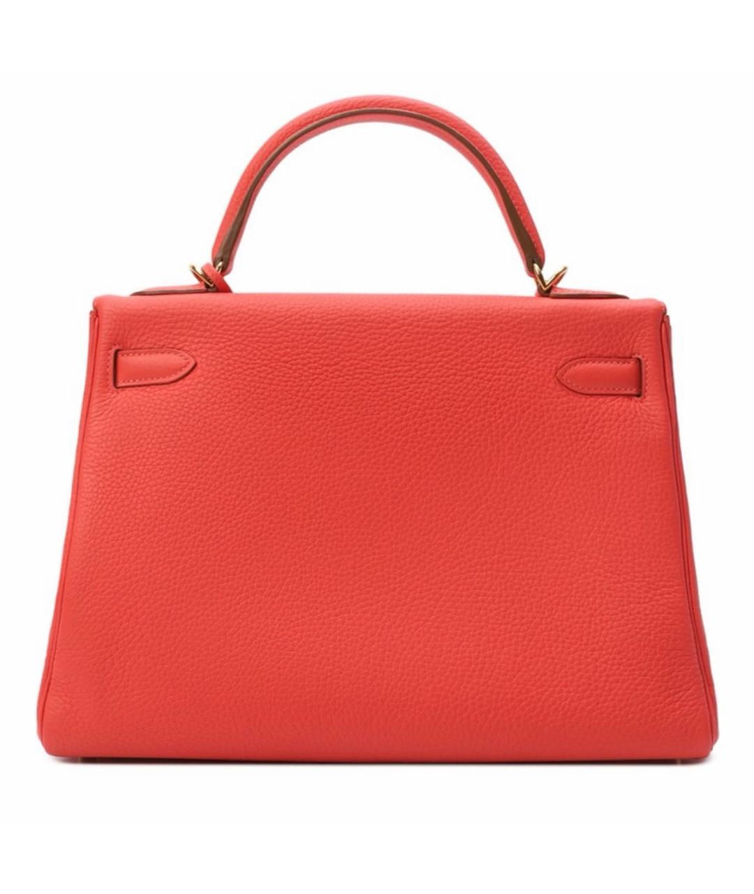 HERMES Коралловая кожаная сумка с короткими ручками, фото 2