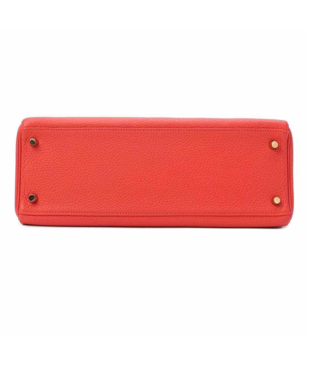 HERMES Коралловая кожаная сумка с короткими ручками, фото 7