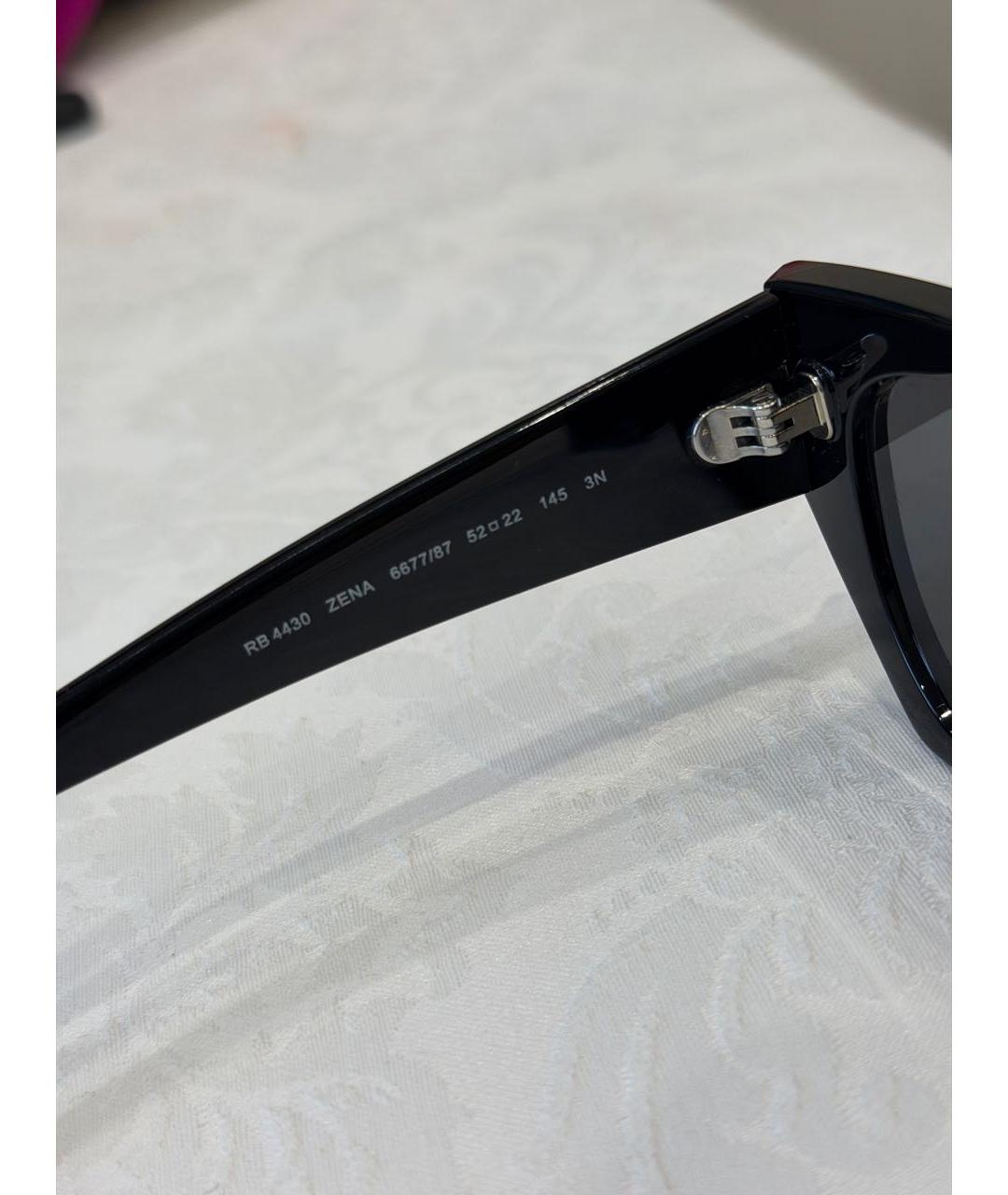 RAY BAN Черные пластиковые солнцезащитные очки, фото 4