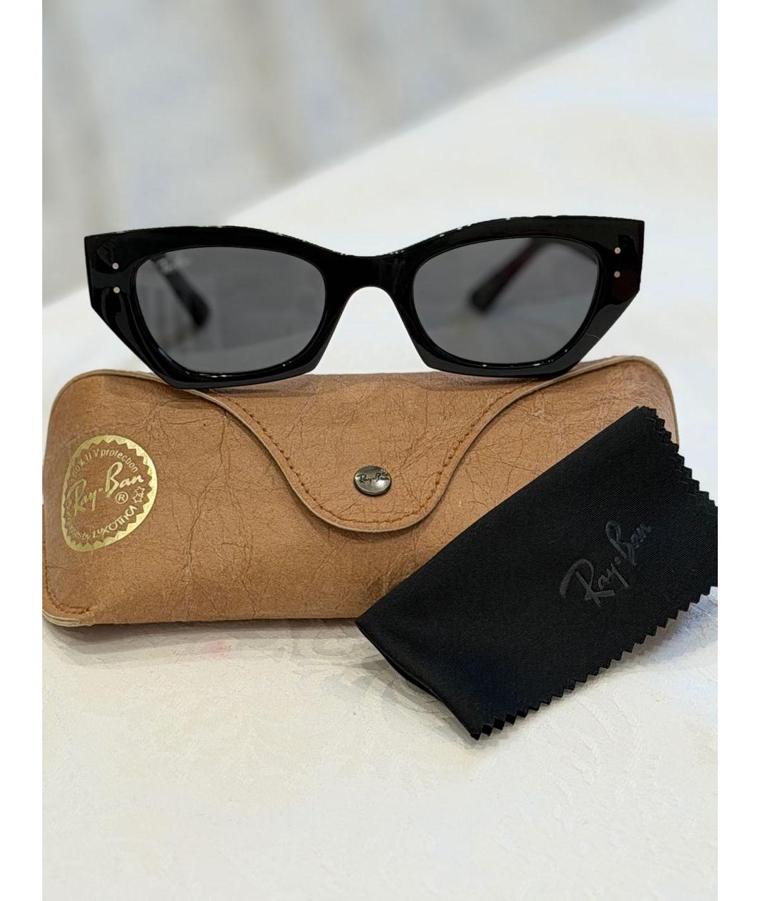 RAY BAN Черные пластиковые солнцезащитные очки, фото 3