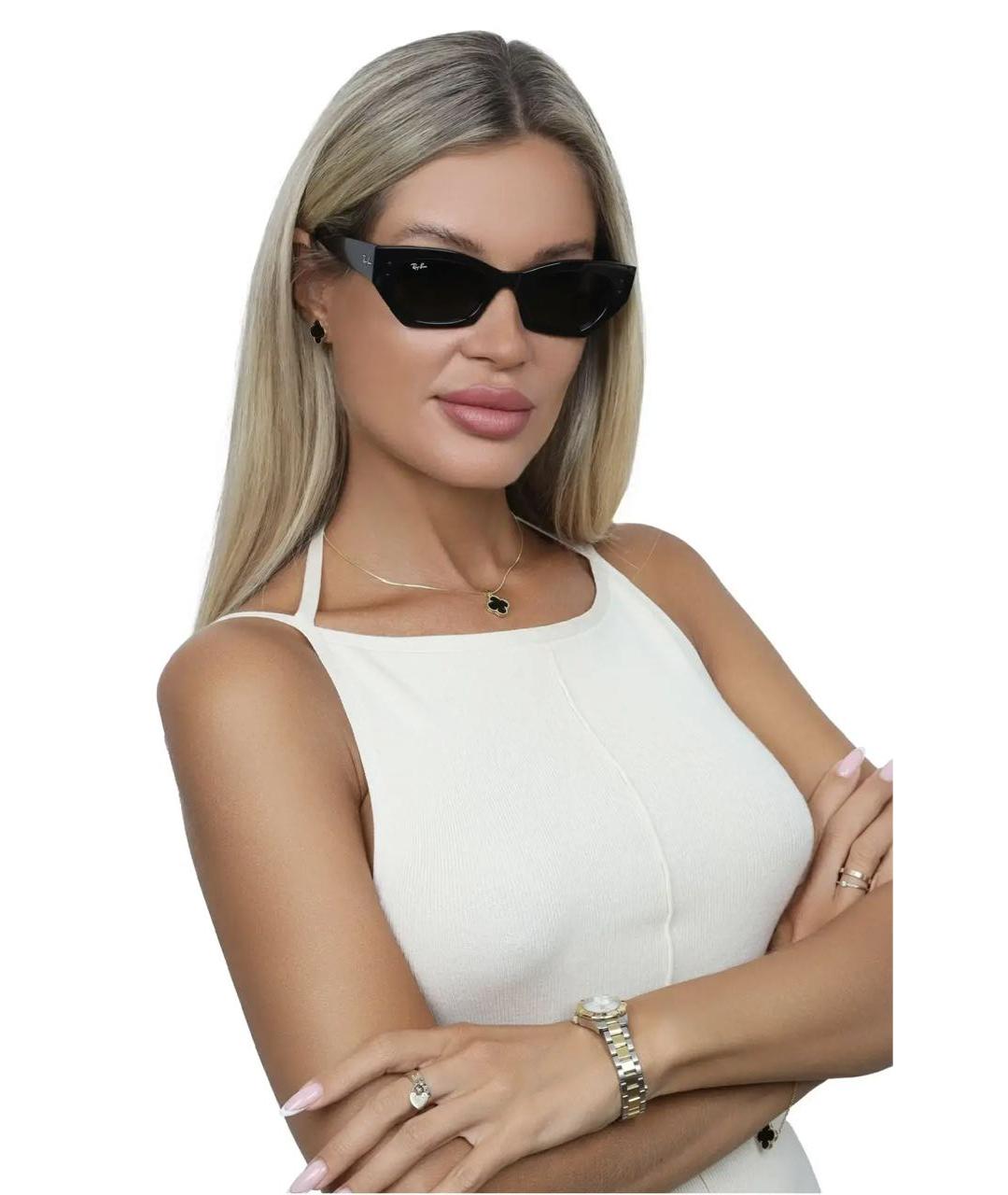 RAY BAN Черные пластиковые солнцезащитные очки, фото 5