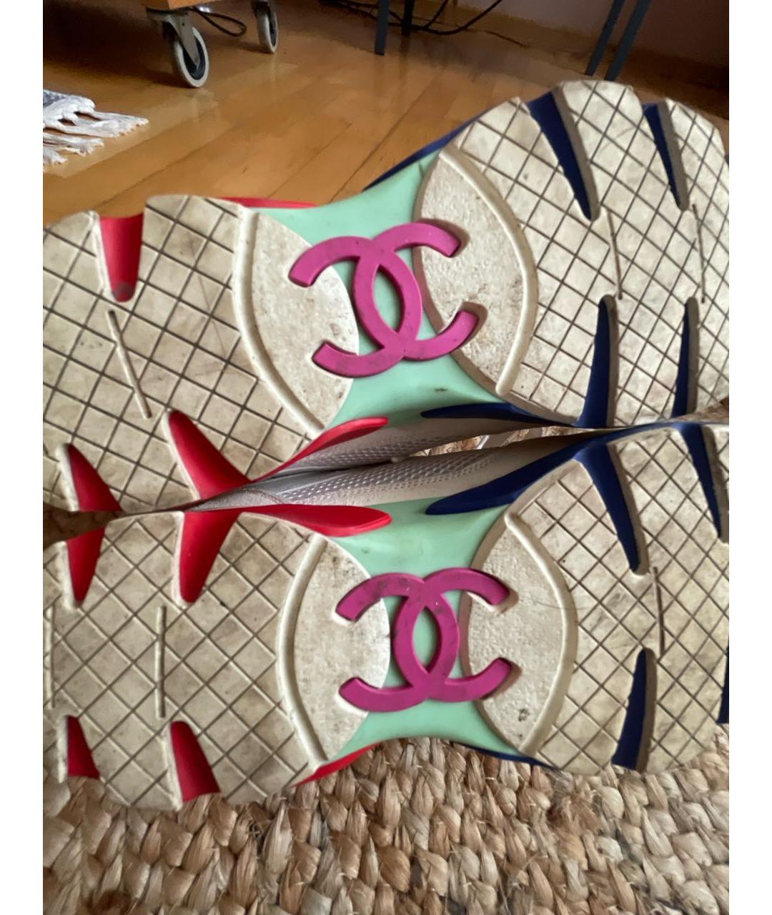 CHANEL Белые текстильные кроссовки, фото 8