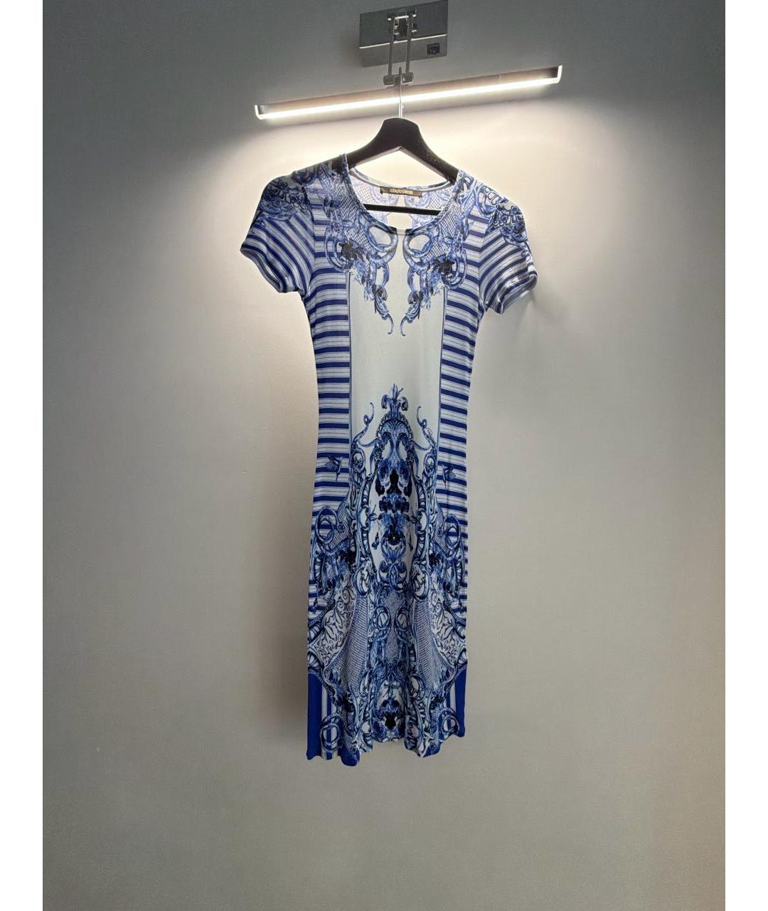 ROBERTO CAVALLI Синее вискозное коктейльное платье, фото 5