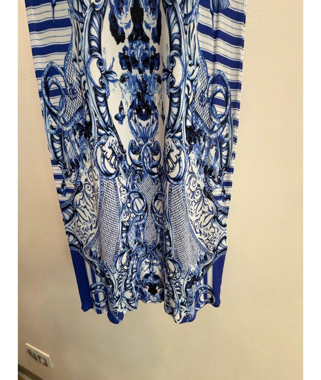 ROBERTO CAVALLI Синее вискозное коктейльное платье, фото 4