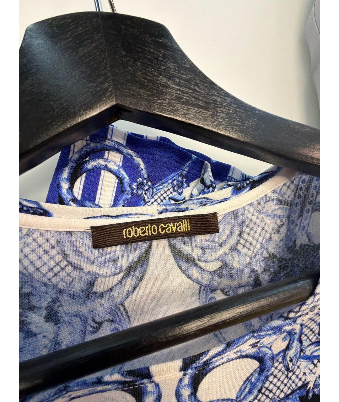 ROBERTO CAVALLI Синее вискозное коктейльное платье, фото 3