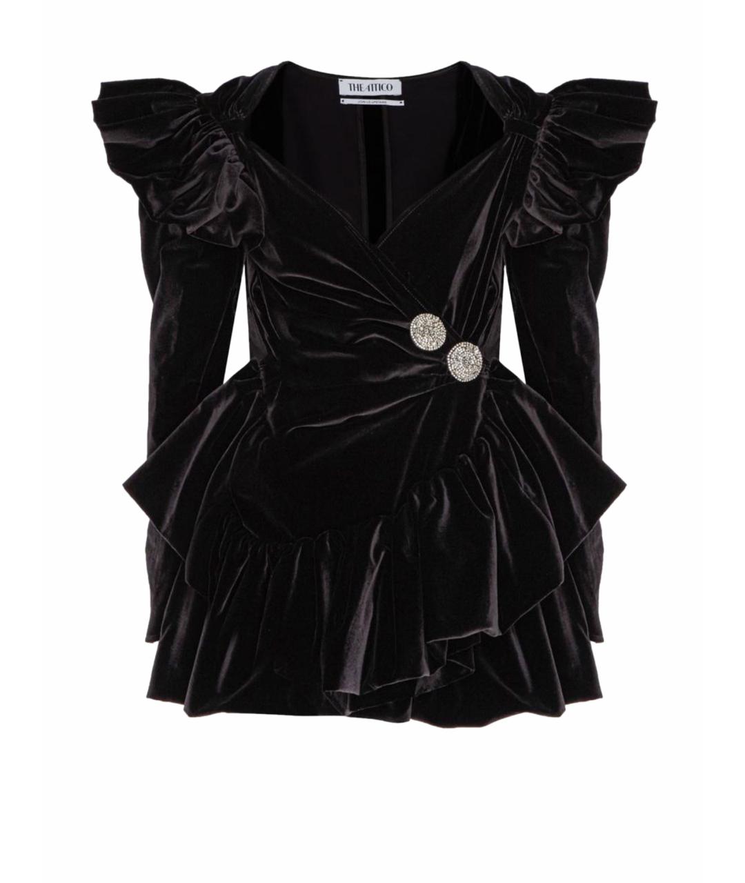 THE ATTICO Черное бархатное вечернее платье, фото 1