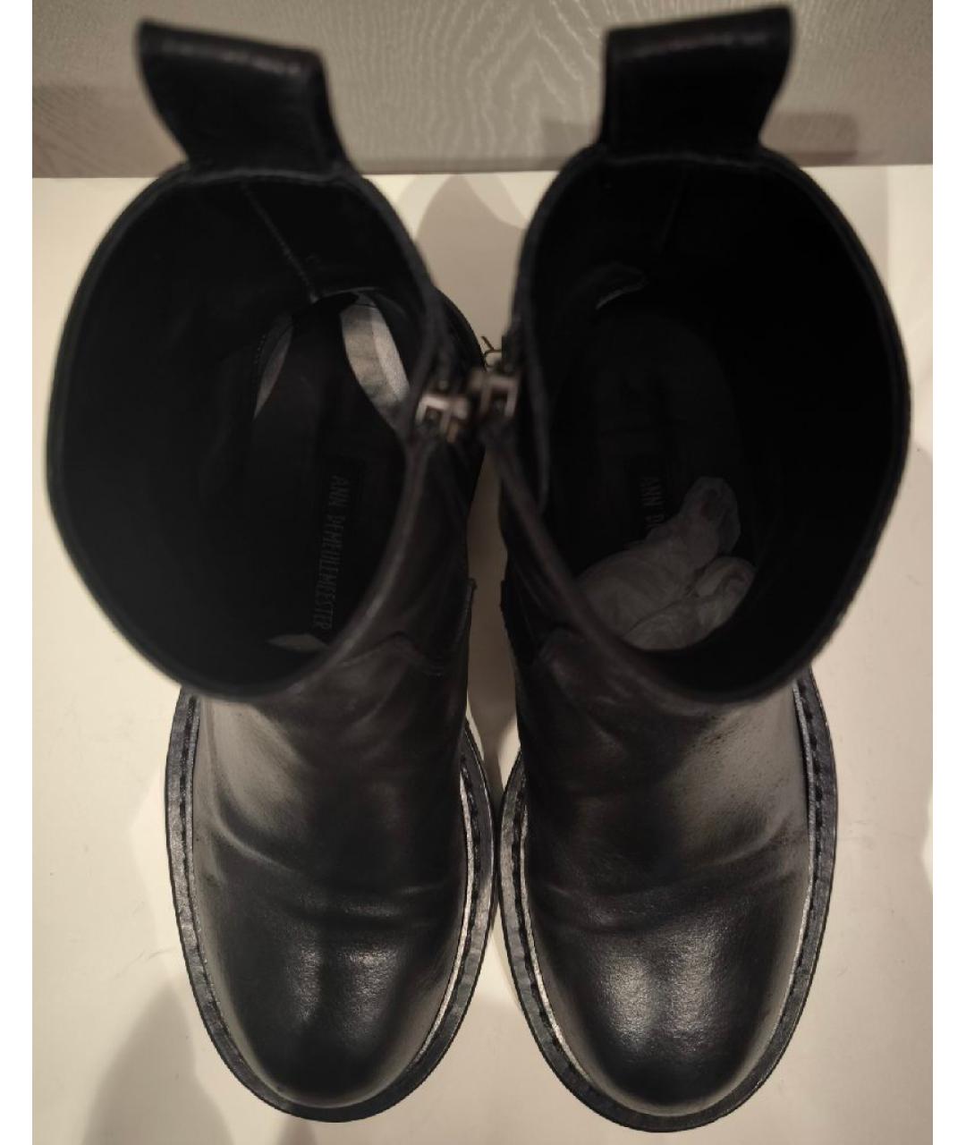 ANN DEMEULEMEESTER Черные кожаные полусапоги, фото 3