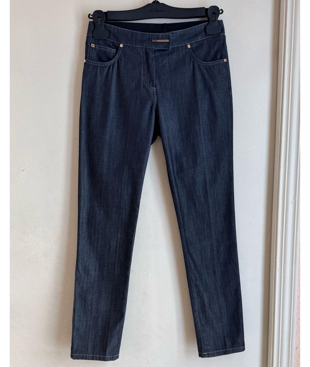 LES COPAINS Темно-синие хлопко-эластановые джинсы слим, фото 5