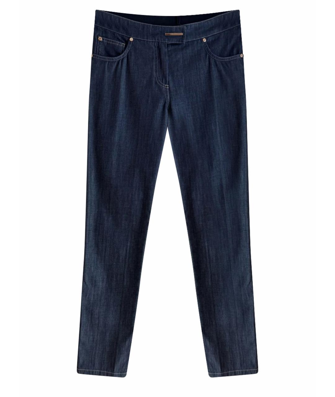 LES COPAINS Темно-синие хлопко-эластановые джинсы слим, фото 1