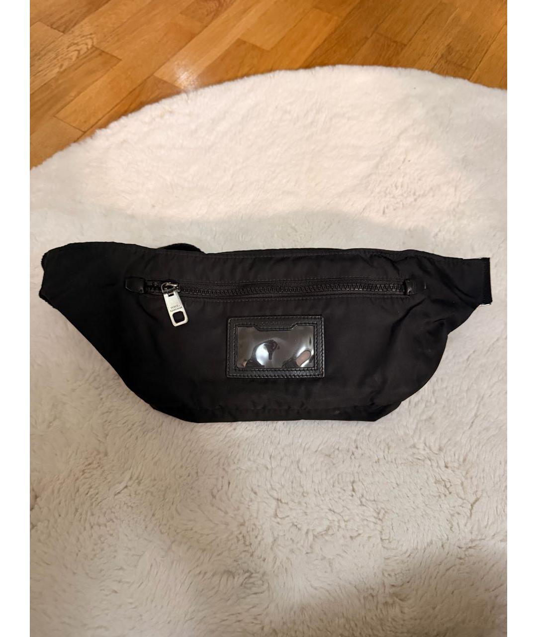 DOLCE&GABBANA Черная синтетическая поясная сумка, фото 2