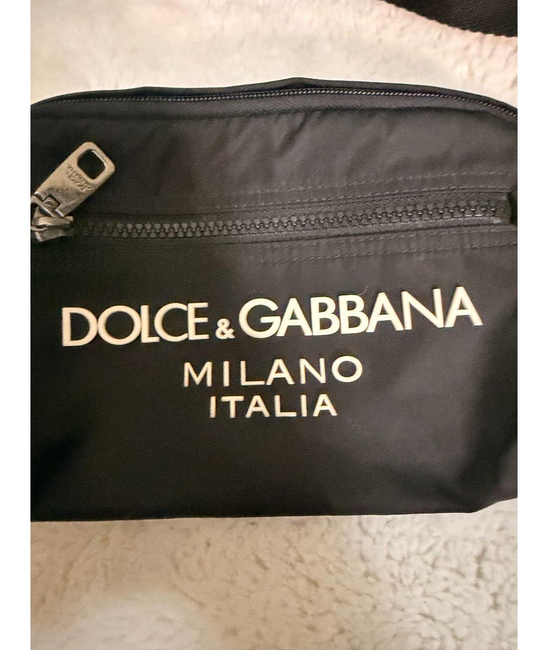DOLCE&GABBANA Черная синтетическая поясная сумка, фото 3