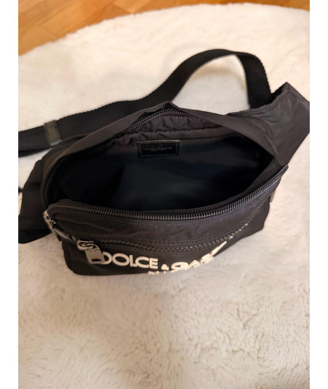 DOLCE&GABBANA Черная синтетическая поясная сумка, фото 4