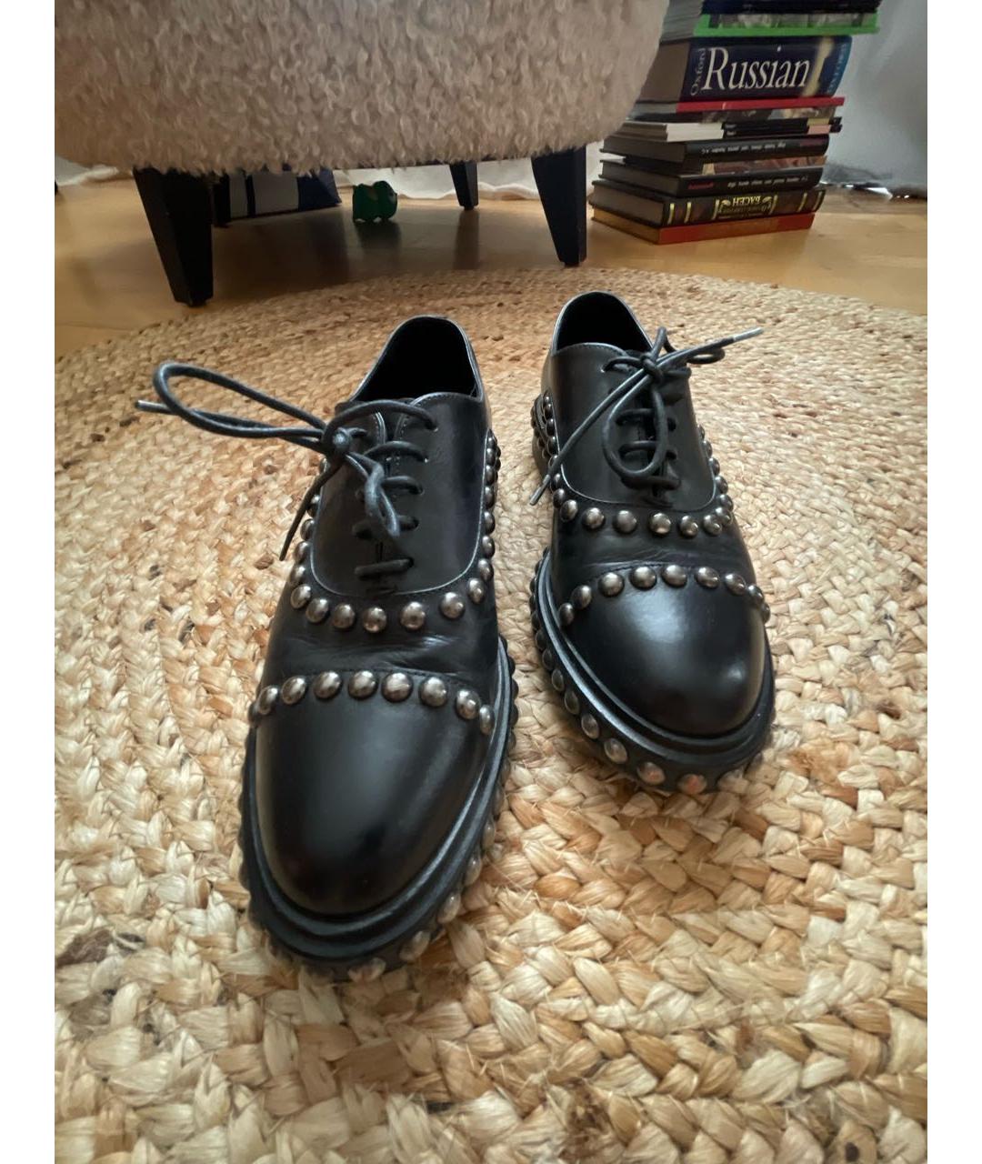 SANTONI Черные кожаные брогги и оксфорды, фото 2