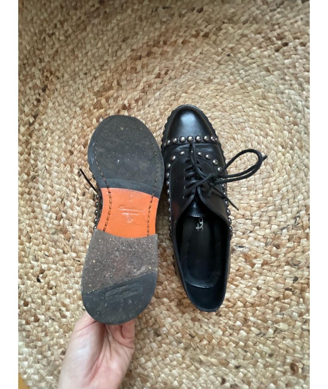 SANTONI Черные кожаные брогги и оксфорды, фото 6