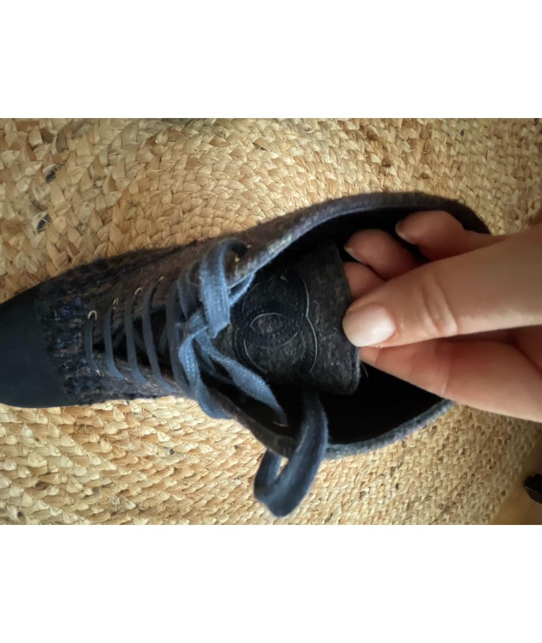 CHANEL Темно-синие текстильные ботинки, фото 7