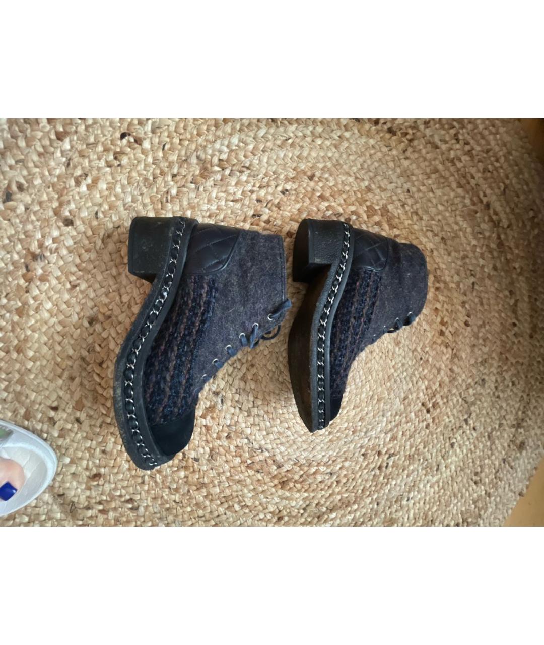 CHANEL Темно-синие текстильные ботинки, фото 8