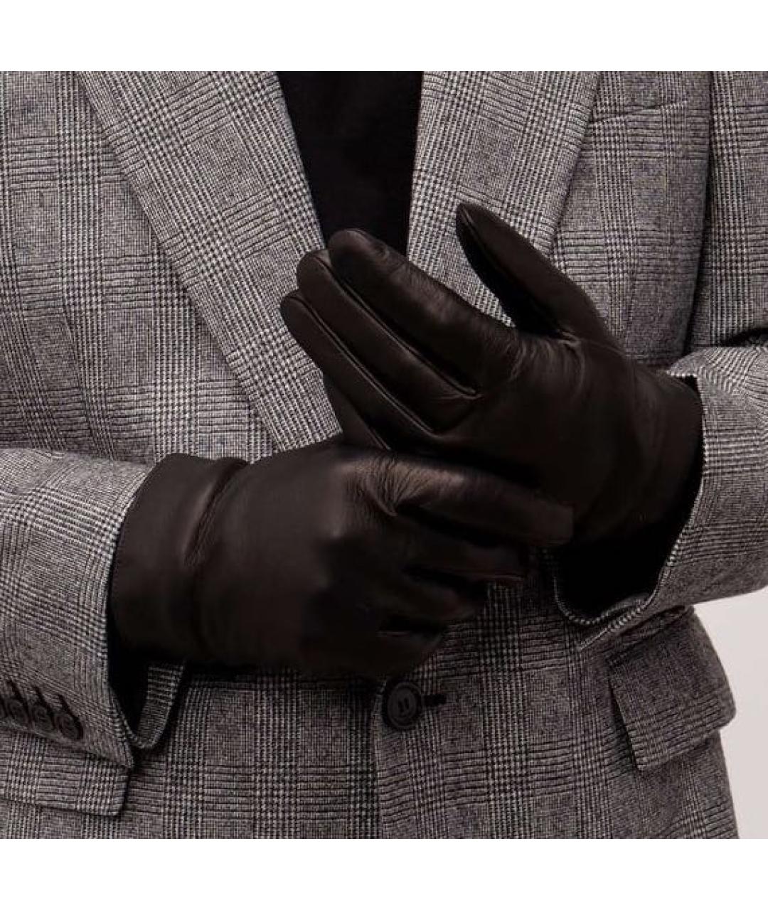 SAINT LAURENT Черные кожаные перчатки, фото 2