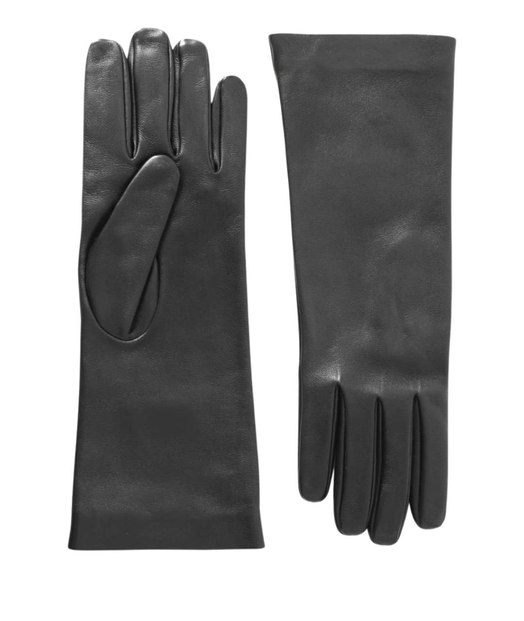 SAINT LAURENT Черные кожаные перчатки, фото 1
