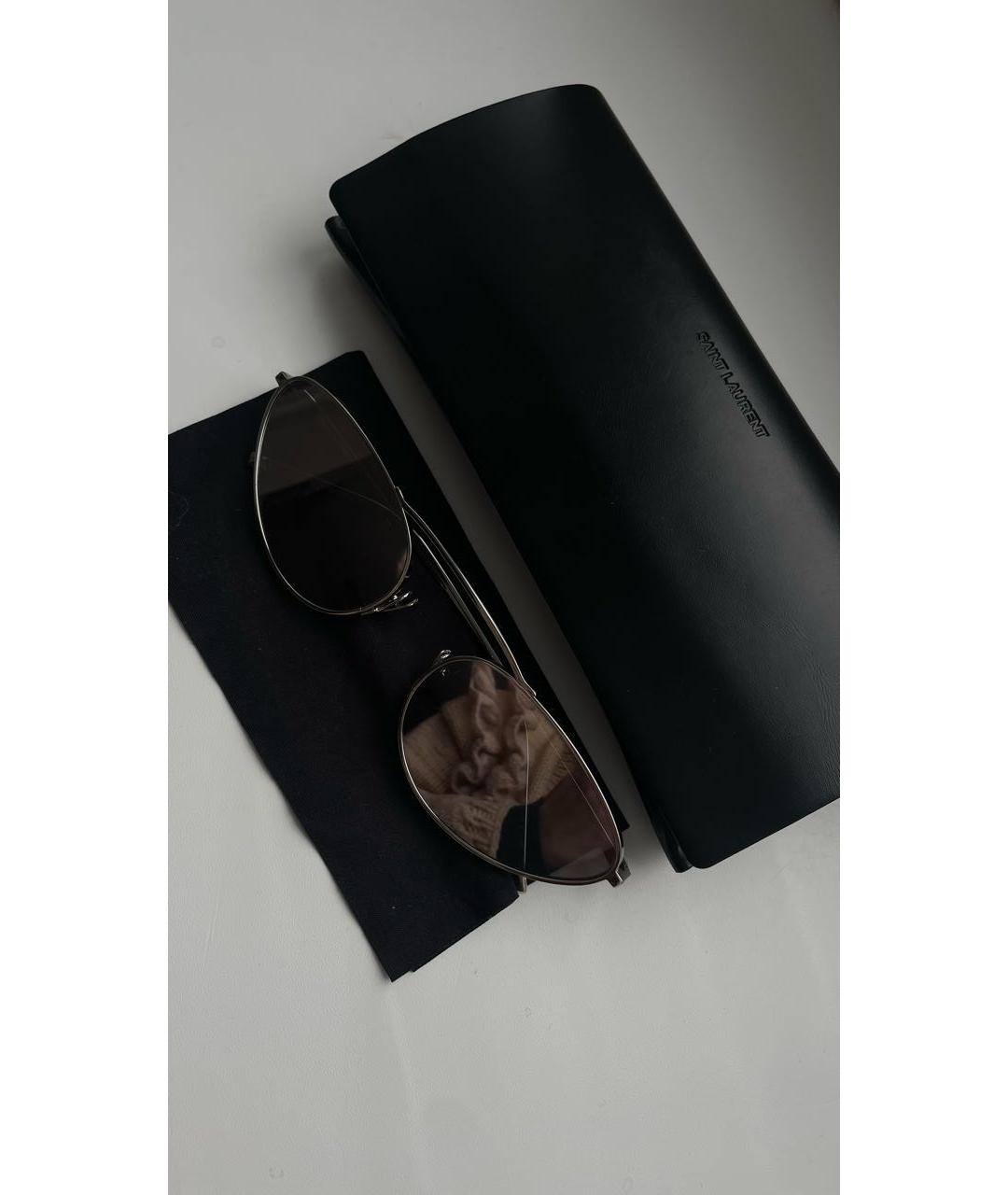 SAINT LAURENT Белые металлические солнцезащитные очки, фото 2