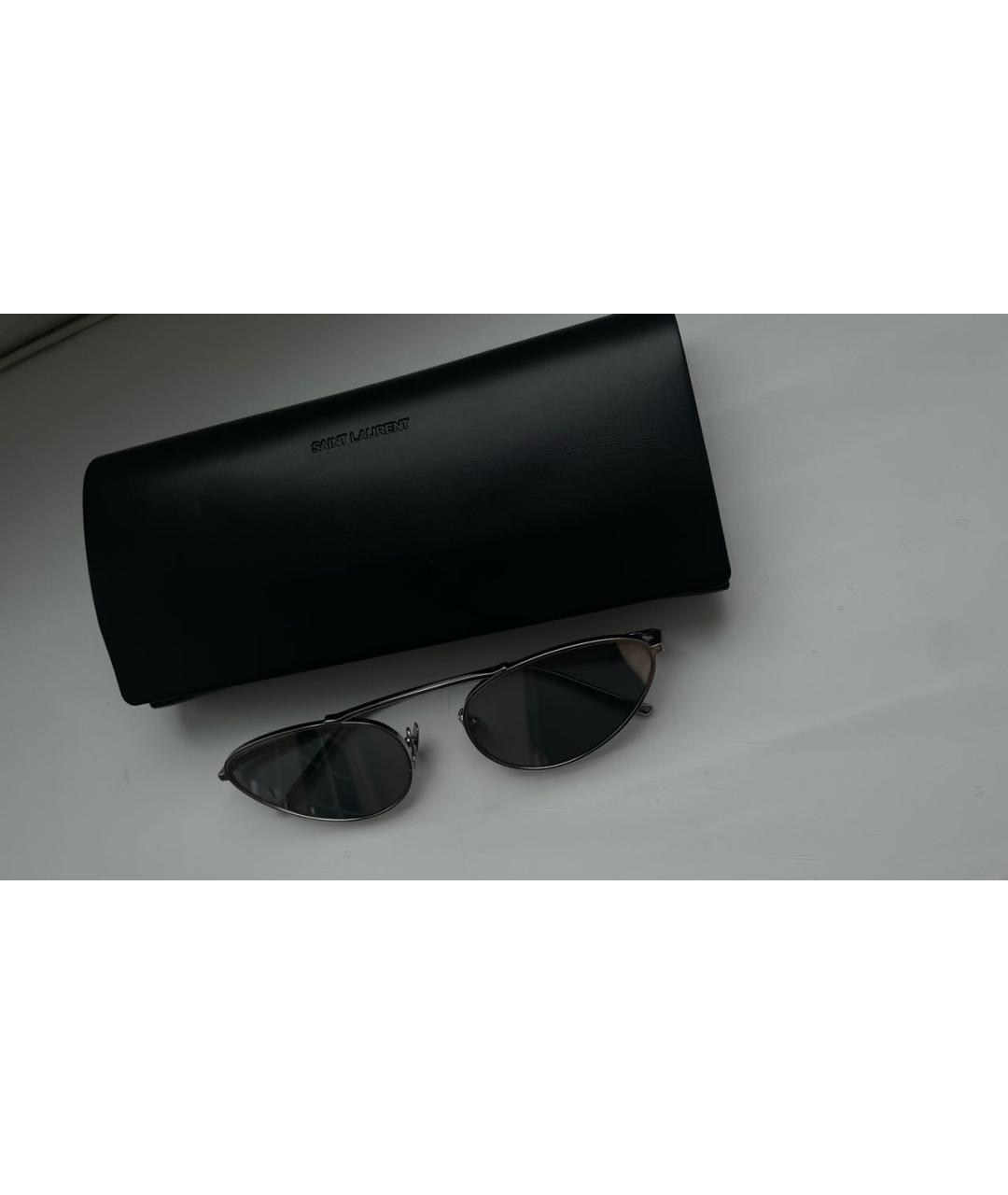 SAINT LAURENT Белые металлические солнцезащитные очки, фото 4