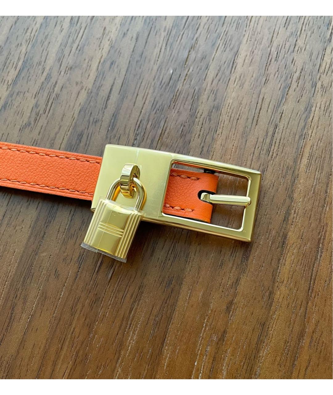 HERMES Оранжевый кожаный ремень, фото 2