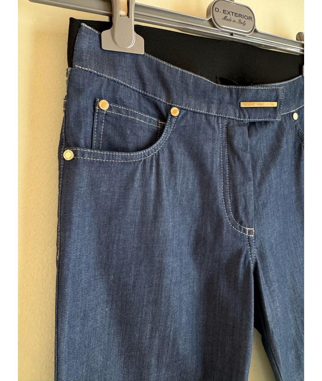 LES COPAINS Синие хлопко-эластановые брюки узкие, фото 7