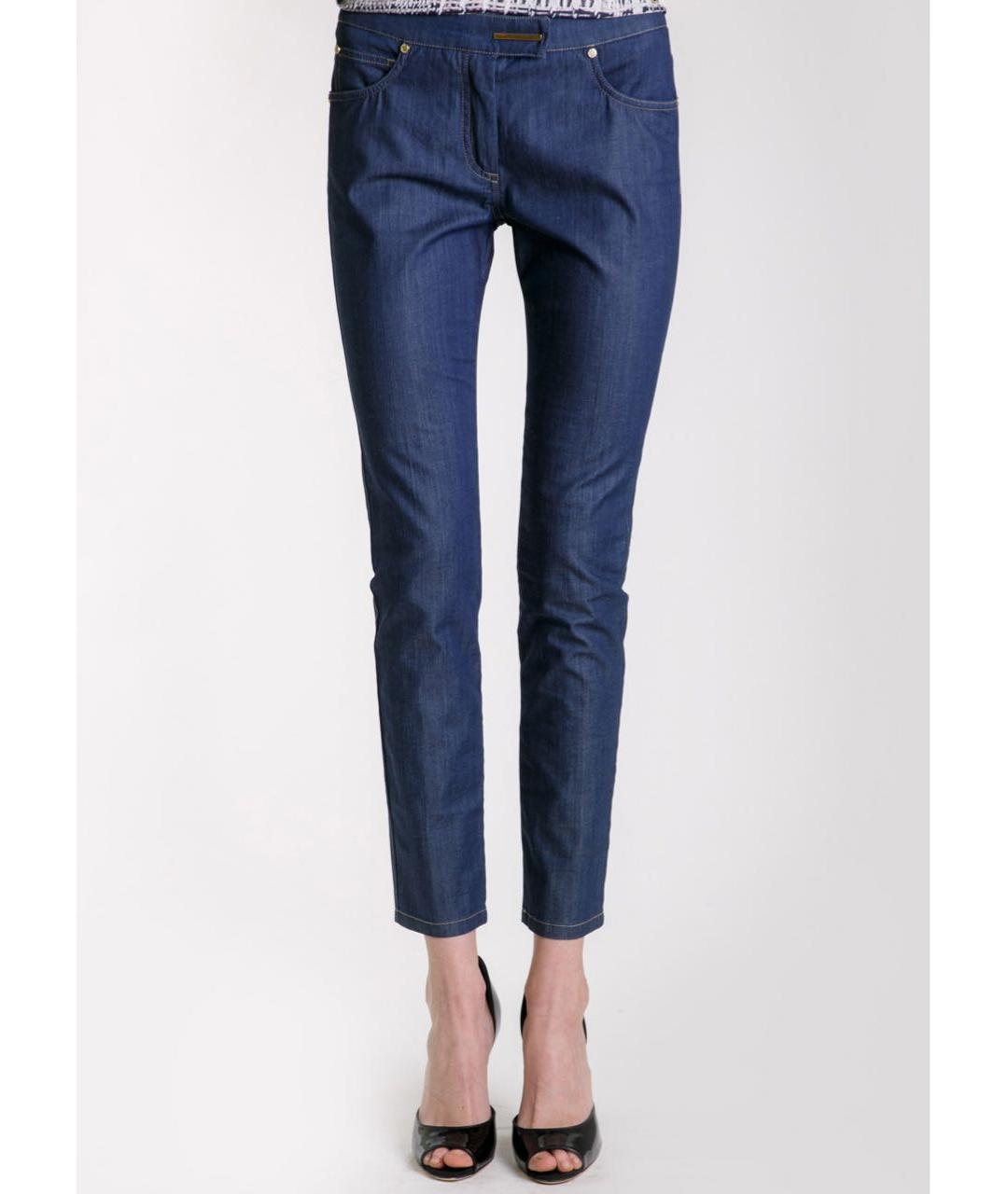 LES COPAINS Синие хлопко-эластановые брюки узкие, фото 9