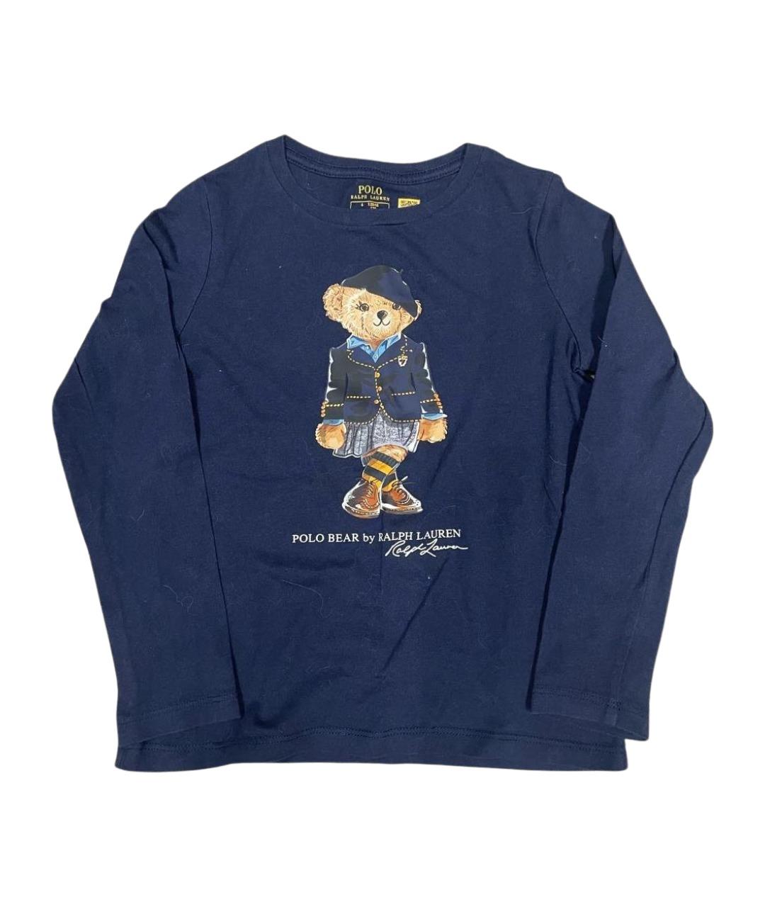 POLO RALPH LAUREN Темно-синяя хлопковая детская футболка, фото 1