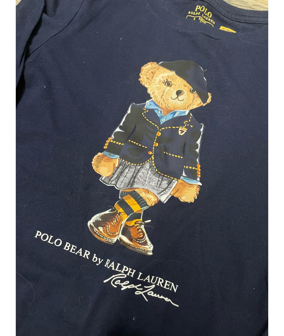 POLO RALPH LAUREN Темно-синяя хлопковая детская футболка, фото 2