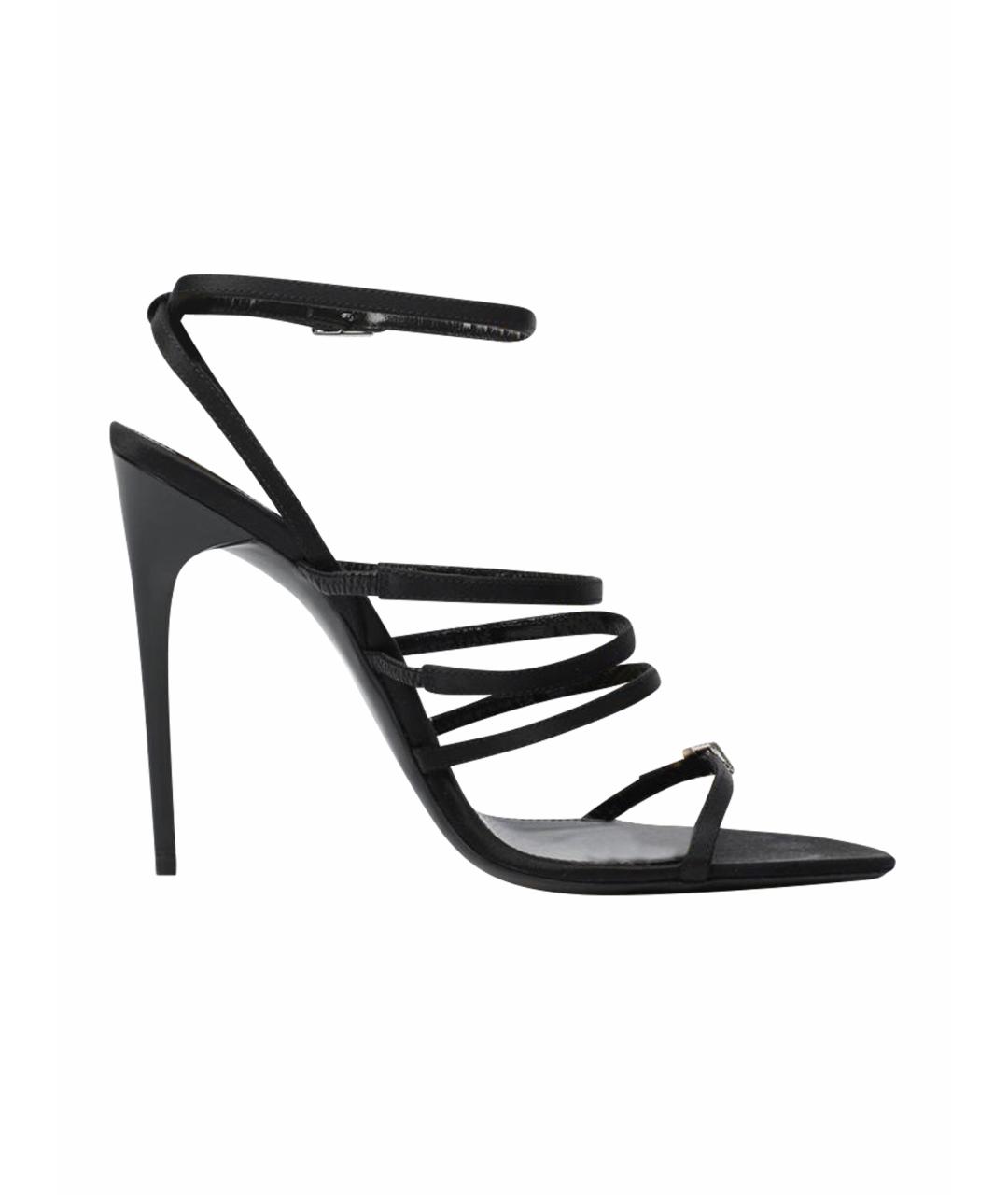 SAINT LAURENT Черные кожаные босоножки, фото 1