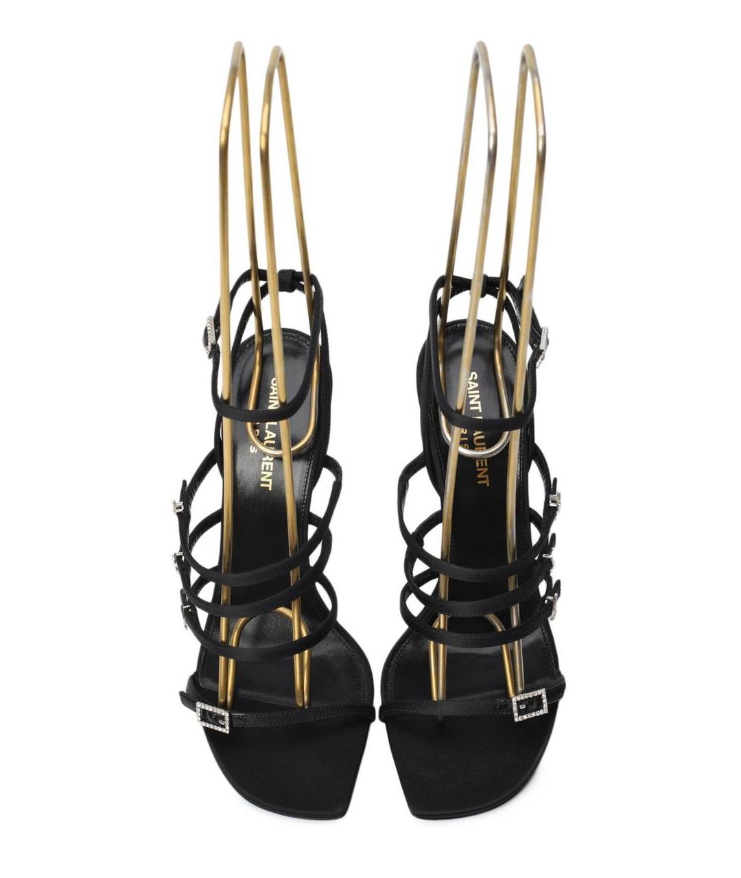 SAINT LAURENT Черные кожаные босоножки, фото 2